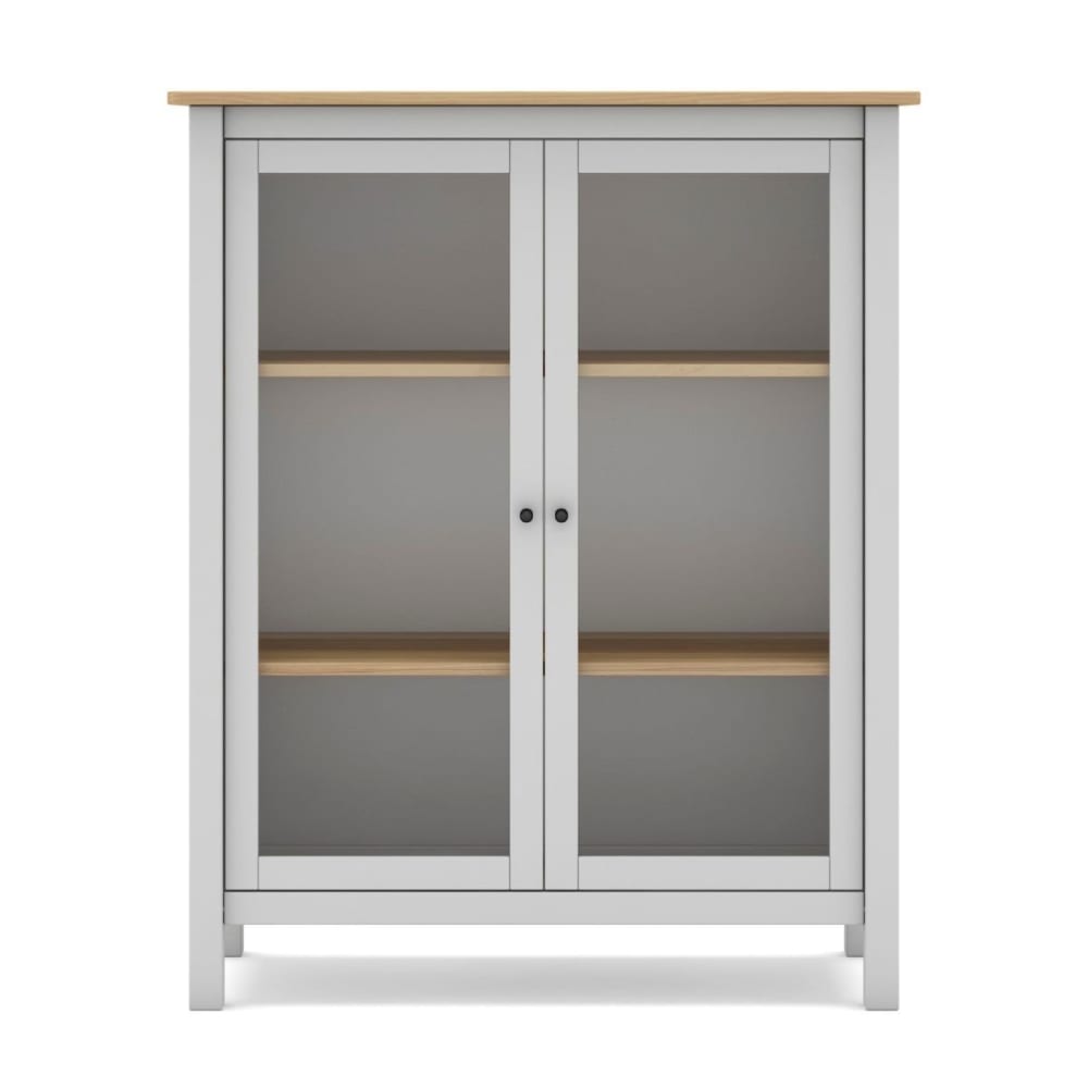 Calicosy Vitrine mit 2 Türen - L90 x H110 cm - Weiß style landhaus Weiß Holz