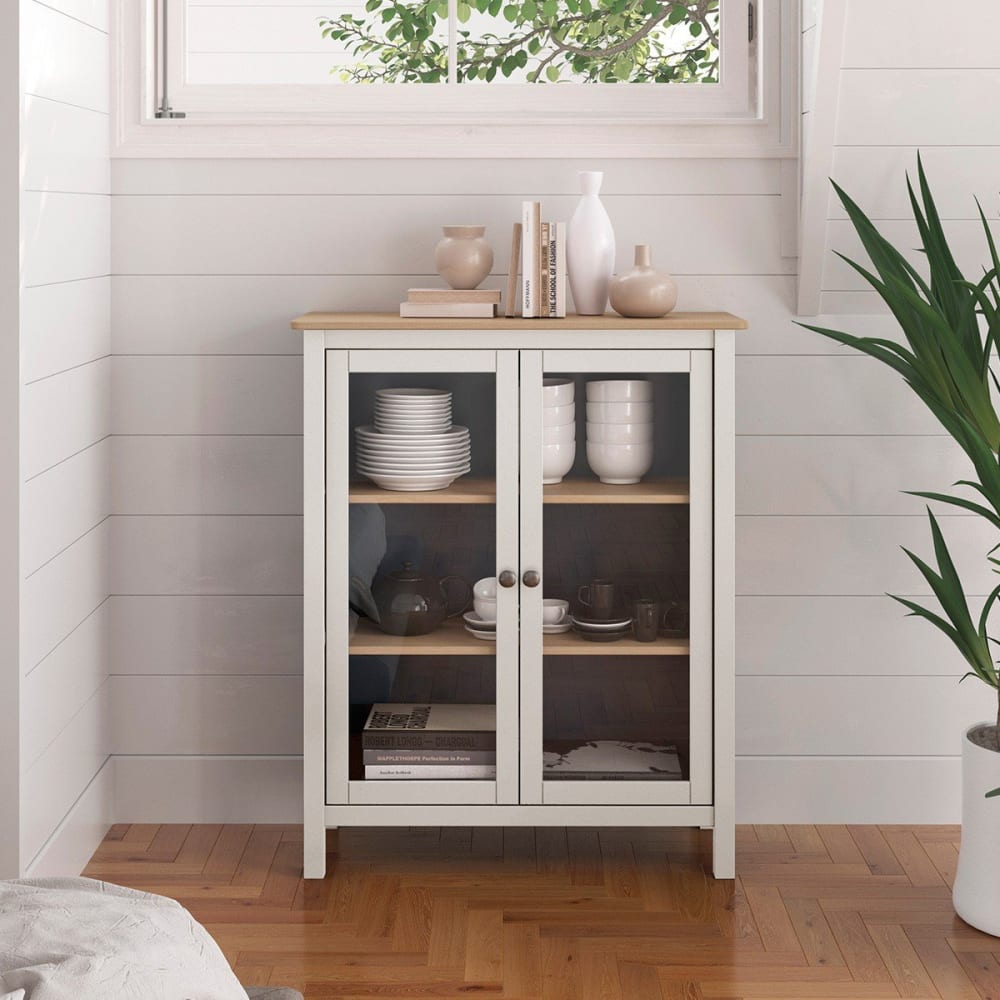 Vitrine mit 2 Türen - L90 x H110 cm - Weiß - Maisons Du Monde