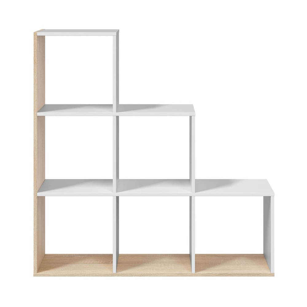 Bibliothèque escalier 6 cases - H110 cm - Blanc