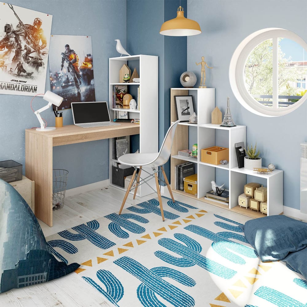 Bibliothèque escalier 6 cases - H110 cm - Blanc