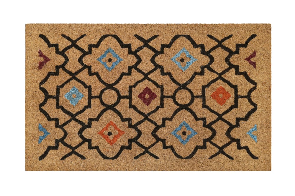 Paillasson en fibres de coco imprimé oriental multicolore 40x60