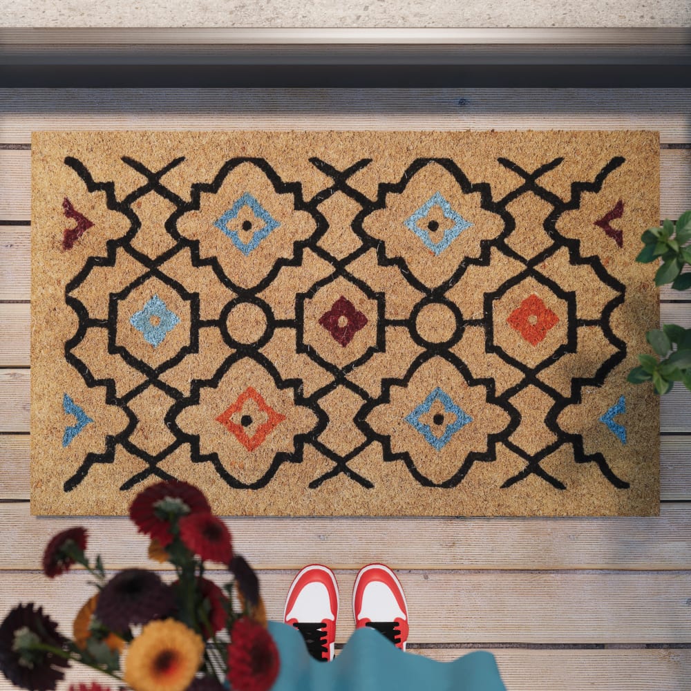 Paillasson en fibres de coco imprimé oriental multicolore 40x60 — vue 3