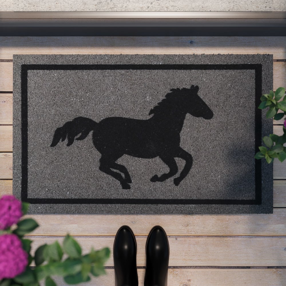 Paillasson en fibres de coco imprimé gris-brun et noir 40x60 - Maisons du Monde
