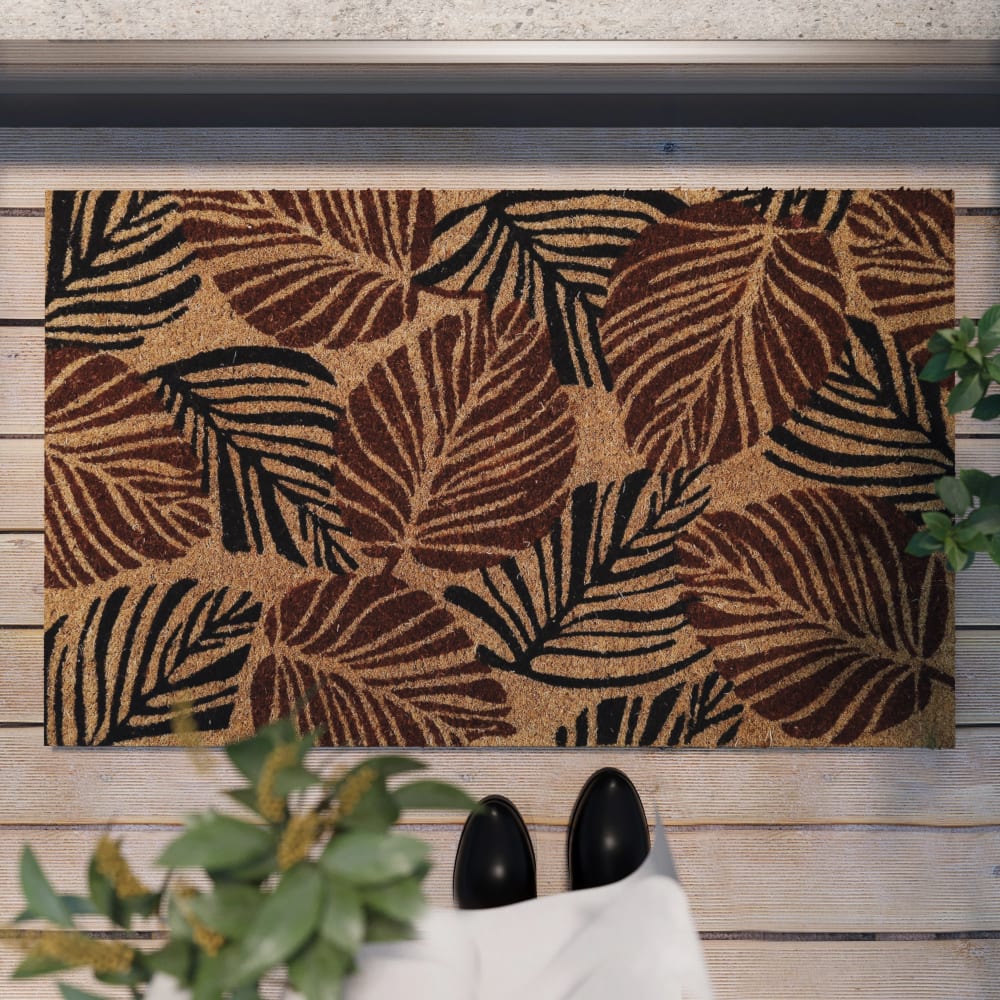 Paillasson en fibres de coco imprimé jungle bordeaux 40x60 — vue 3