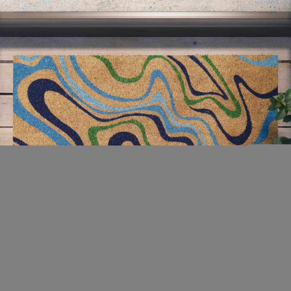 Paillasson en fibres de coco imprimé tons de bleu 40x60 — vue 3
