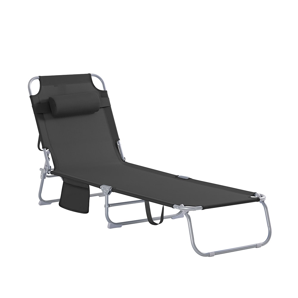 Chaise longue pliable et réglable noir