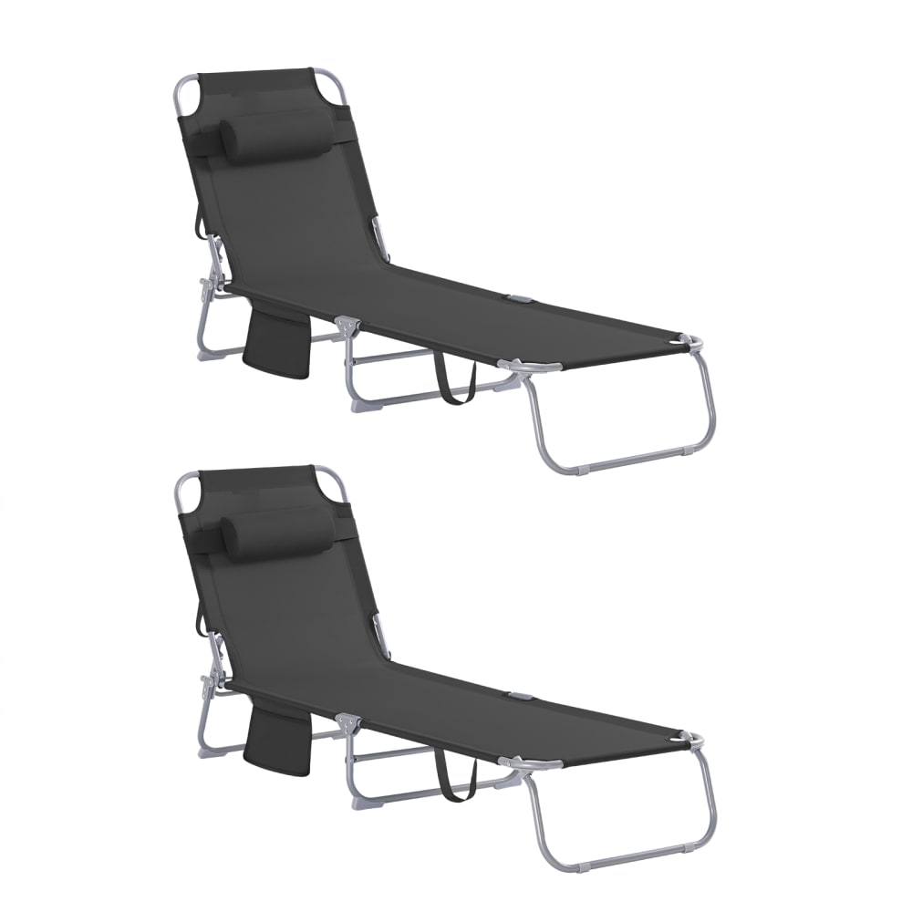 Lot de 2 chaises longues - pliable