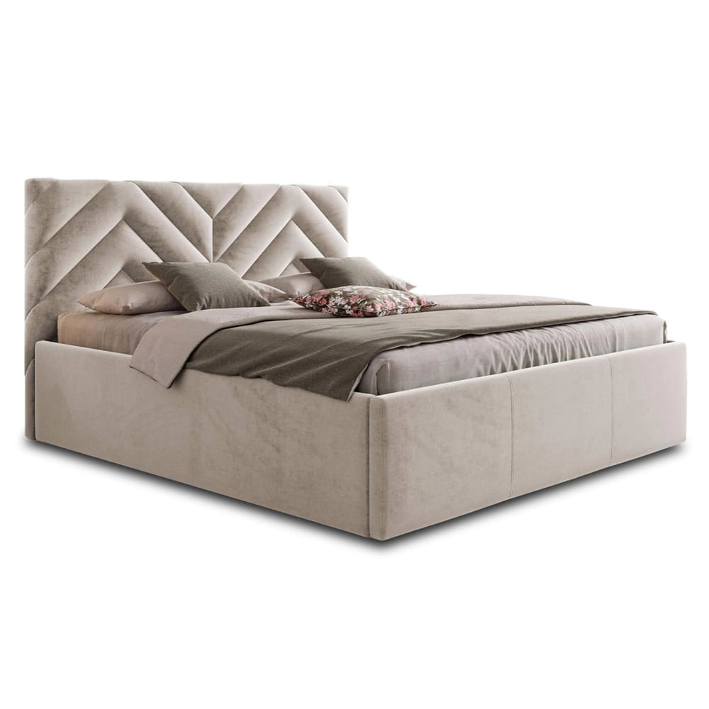 Lit coffre queen size 160x200 sommier inclus beige Lit coffre queen size 160x200 sommier inclus beige