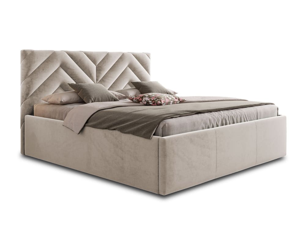 Lit coffre queen size 160x200 sommier inclus beige - Maisons du Monde