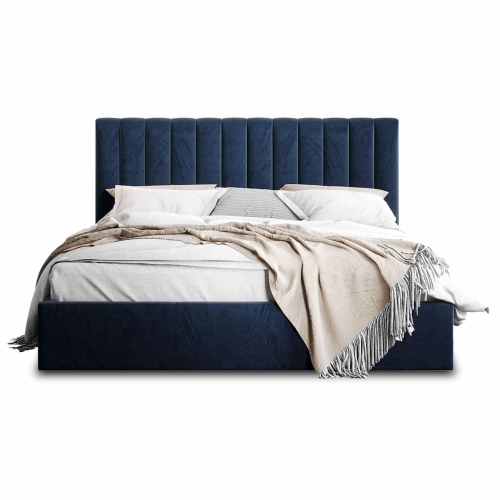 Lit coffre queen size 160x200 sommier inclus bleu Lit coffre queen size 160x200 sommier inclus bleu