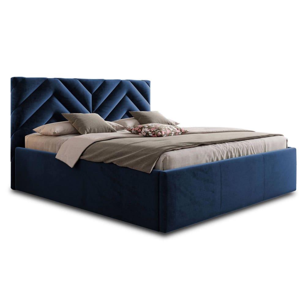 Lit coffre queen size 160x200 sommier inclus bleu Lit coffre queen size 160x200 sommier inclus bleu