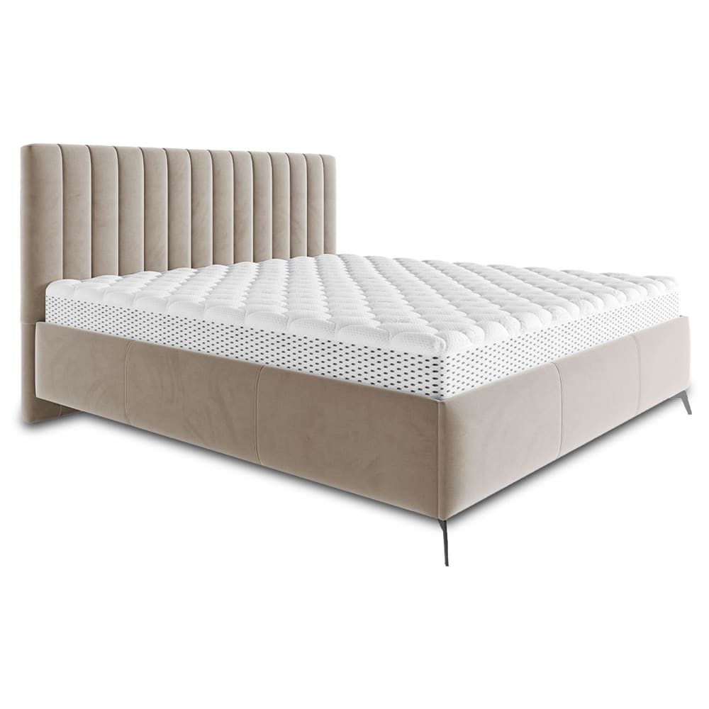Lit coffre queen size 160x200 sommier inclus beige Lit coffre queen size 160x200 sommier inclus beige