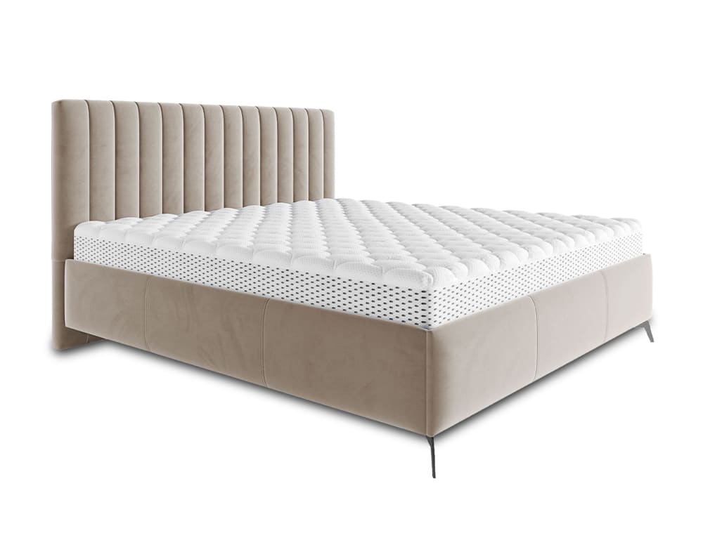 Lit coffre queen size 160x200 sommier inclus beige - Maisons du Monde