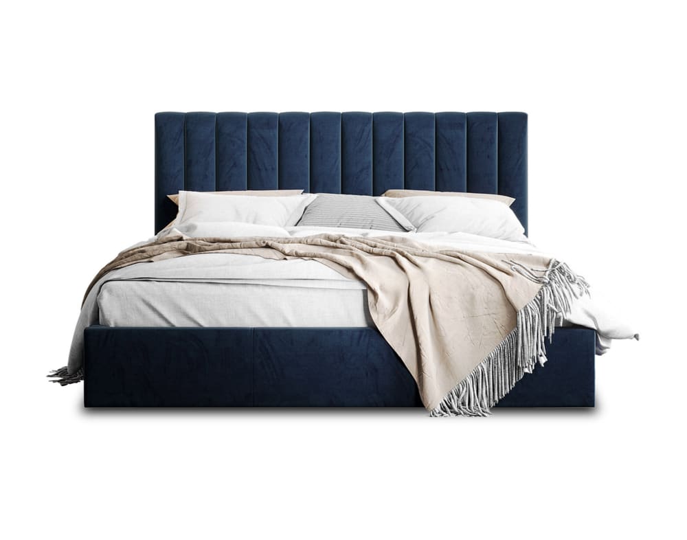 Lit coffre king size 180x200 sommier inclus bleu - Maisons du Monde