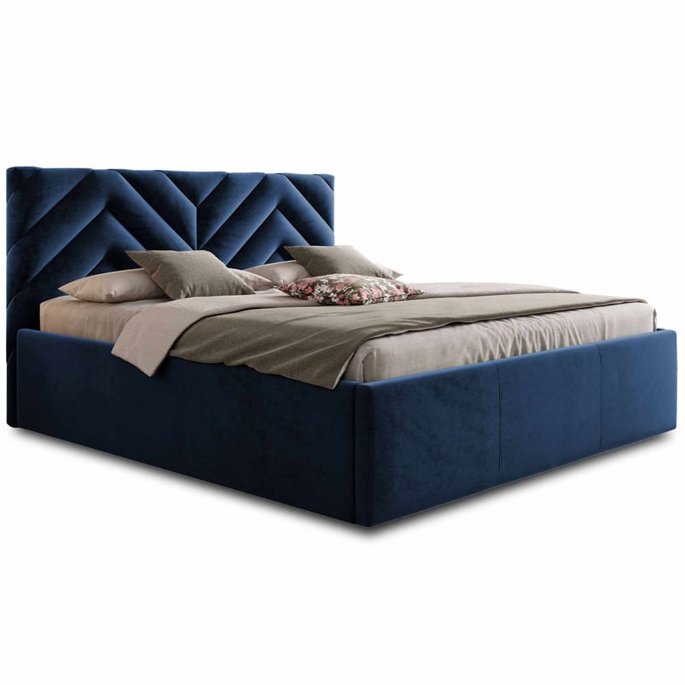 Lit coffre king size 180x200 sommier inclus bleu Lit coffre king size 180x200 sommier inclus bleu