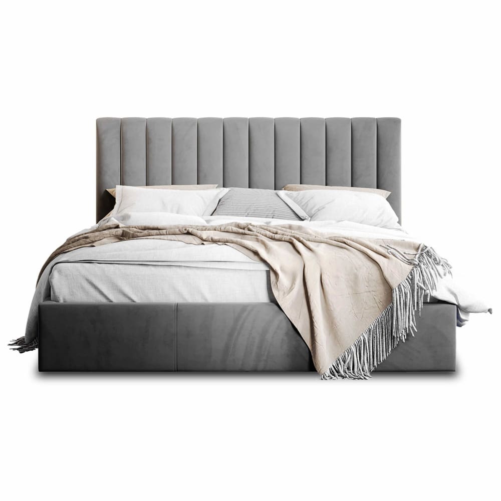 Lit coffre queen size 160x200 sommier inclus gris Lit coffre queen size 160x200 sommier inclus gris