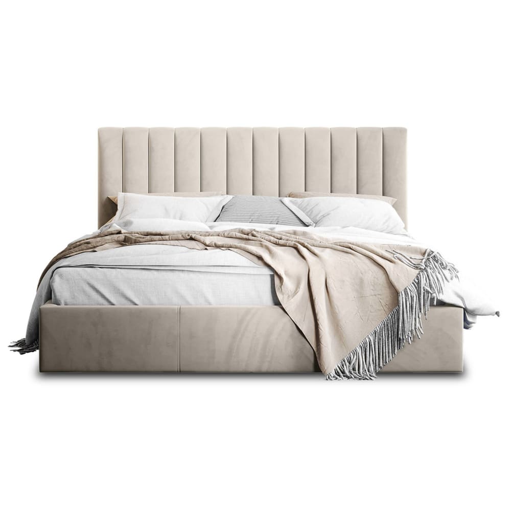 Lit coffre king size 180x200 sommier inclus beige Lit coffre king size 180x200 sommier inclus beige