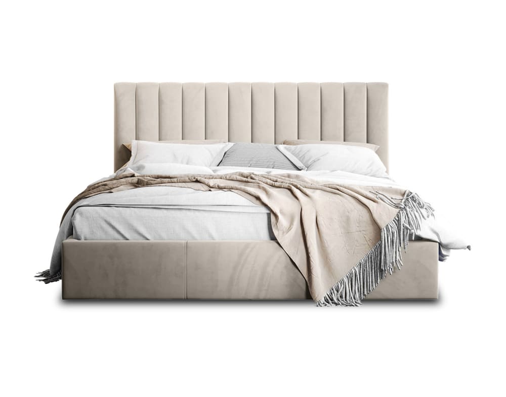 Lit coffre king size 180x200 sommier inclus beige - Maisons du Monde