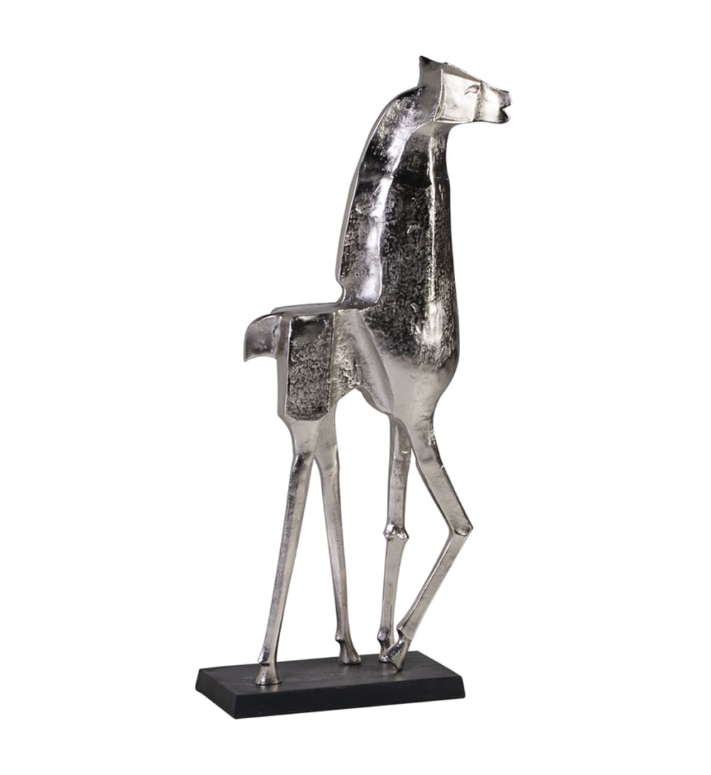 MOYCOR Pferde-Figur aus Aluminium, silber, L 115 cm style exotic Grau Aluminium