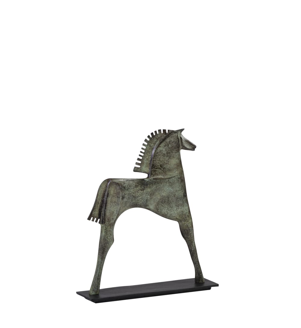 MOYCOR Pferde-Figur aus Aluminium, zweifarbig, L 40 cm style exotic Grau Aluminium