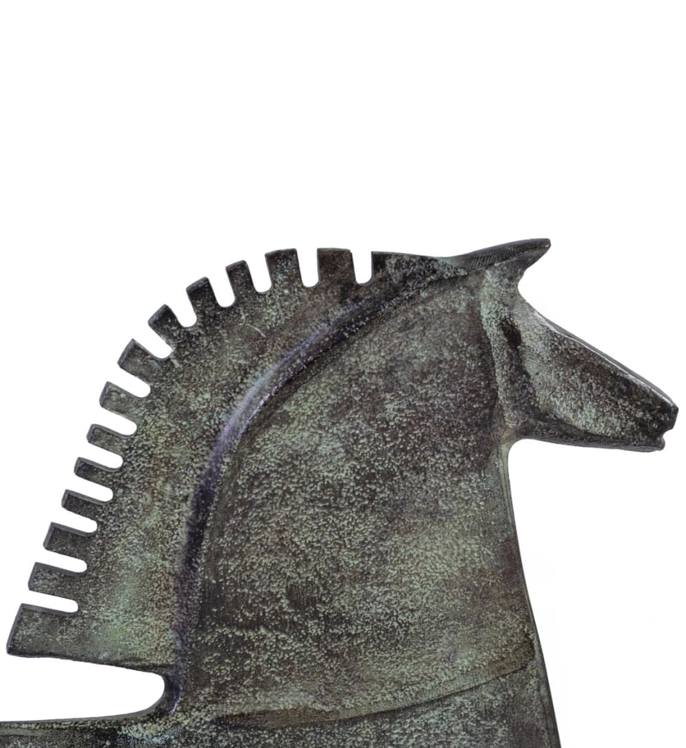 Pferde-Figur aus Aluminium, zweifarbig, L 40 cm - Maisons Du