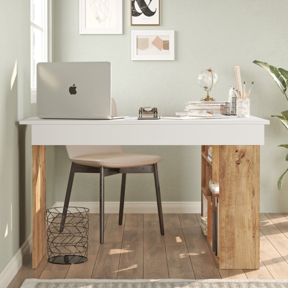 Concept Usine Design-Eckschreibtisch mit Regalen style modern Braun Spanplatte