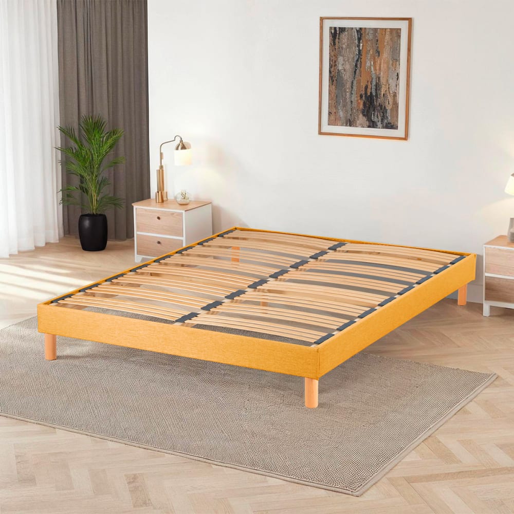 Sommier lattes tissu jaune 90x200 - Maisons du Monde