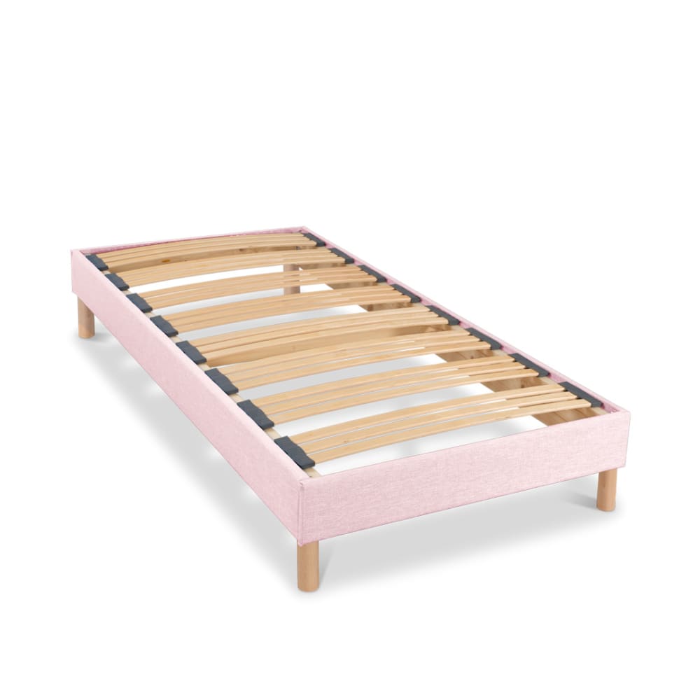 Bellecour Sommier lattes tissu rose 90x200 style classique chic Certifié Oeko-Tex - Bois