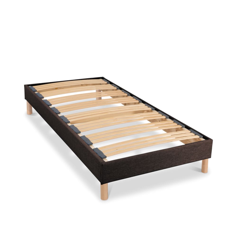 Bellecour Sommier lattes tissu marron 90x190 style classique chic Certifié Oeko-Tex - Bois