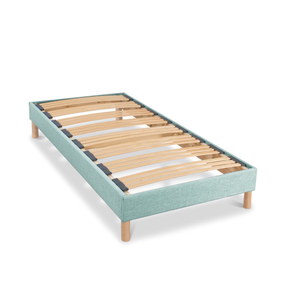 Bellecour Sommier lattes tissu vert 90x190 style classique chic Certifié Oeko-Tex - Bois