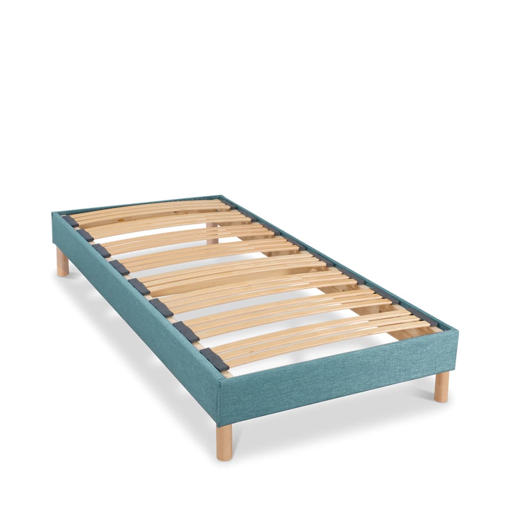 Bellecour Sommier lattes tissu vert 90x190 style classique chic Certifié Oeko-Tex - Bois