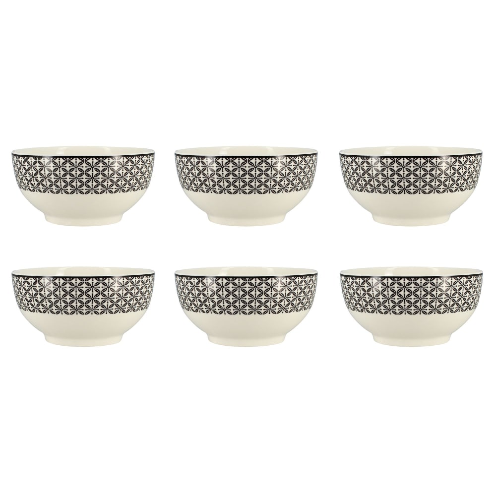 Lot de 6 bols en porcelaine - 3 décors assortis 50cl Lot de 6 bols en porcelaine - 3 décors assortis 50cl