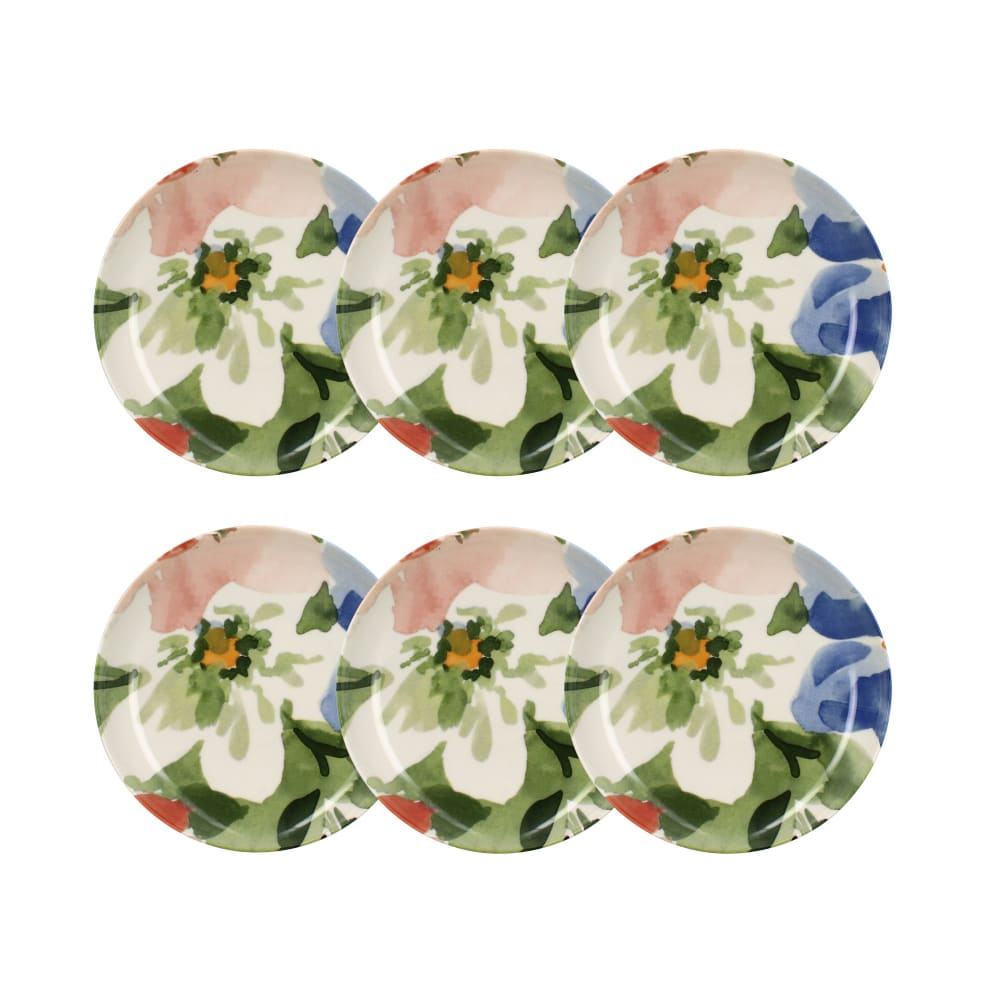 Lot de 6 assiettes creuses en porcelaine floral 21cm