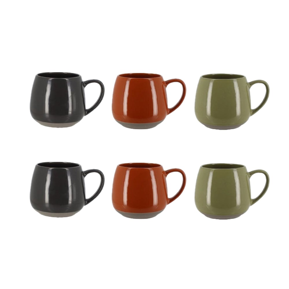 Lot de 6 mugs en grès - 3 couleurs assorties 40cl Lot de 6 mugs en grès - 3 couleurs assorties 40cl