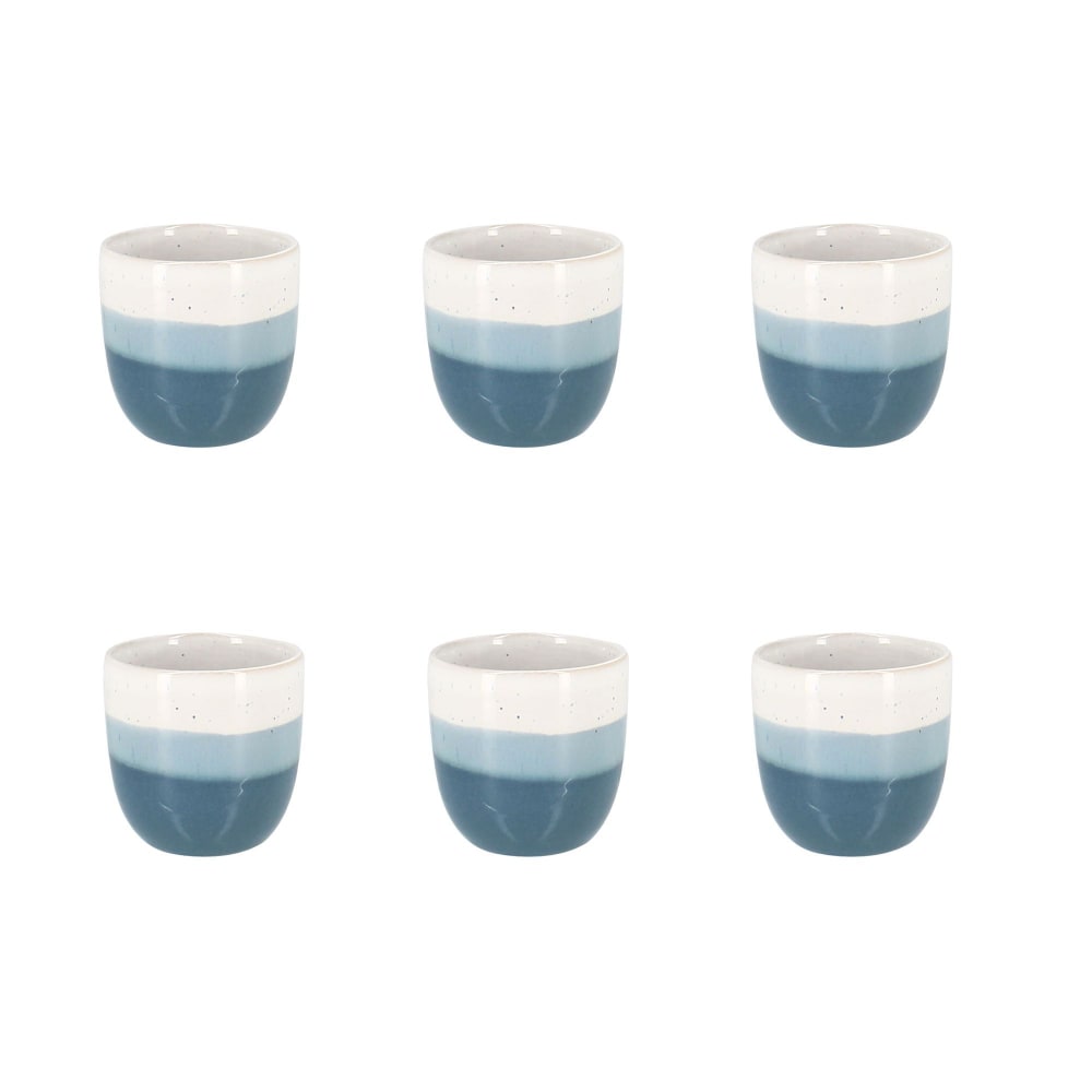Lot de 6 tasses expresso bleus en grès 11cl Lot de 6 tasses expresso bleus en grès 11cl