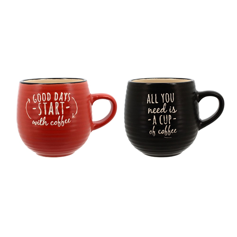 Lot de 6 mugs en grès - 3 couleurs assorties 35cl Lot de 6 mugs en grès - 3 couleurs assorties 35cl