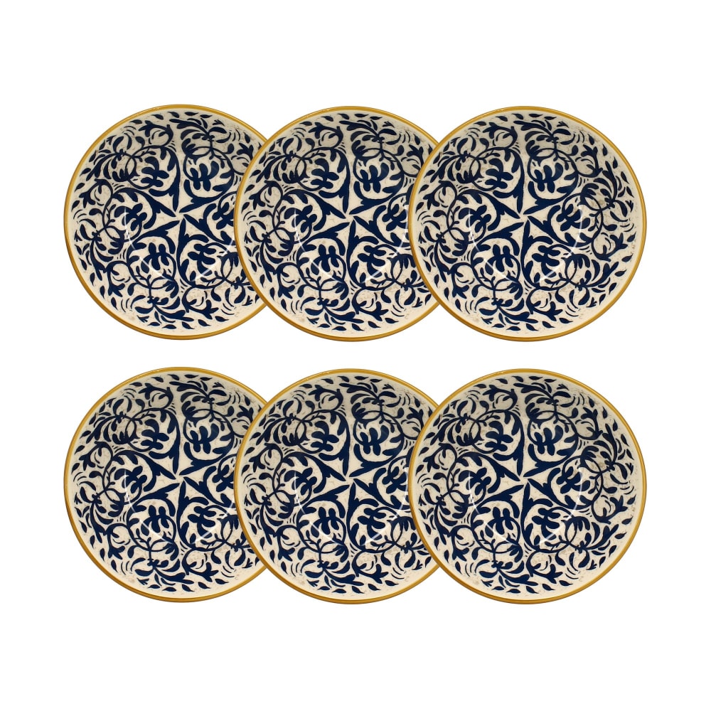 Lot de 6 coupelles à motif bleu en grès 16cm
