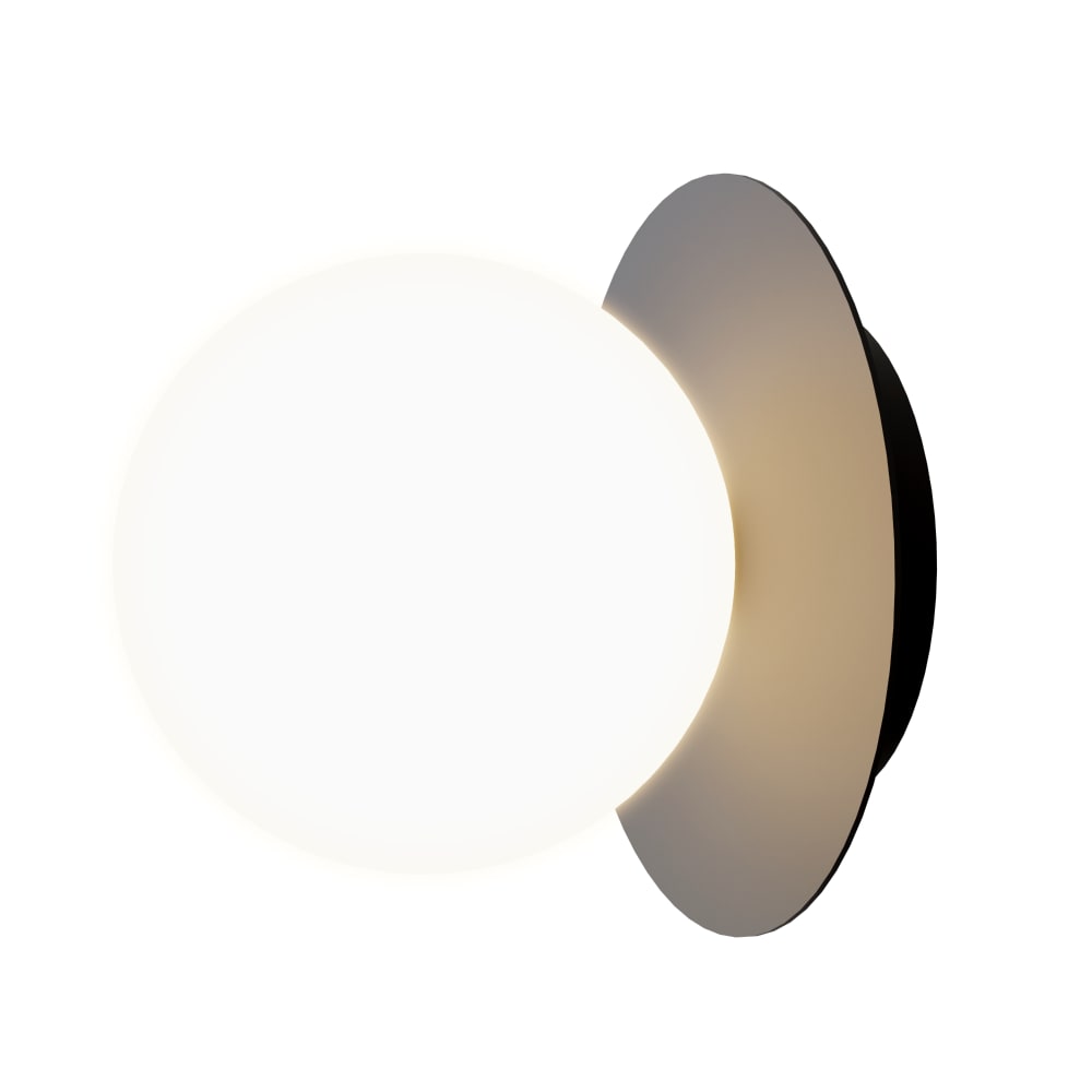 Applique murale noir et verre opalin ip20 1xg9
