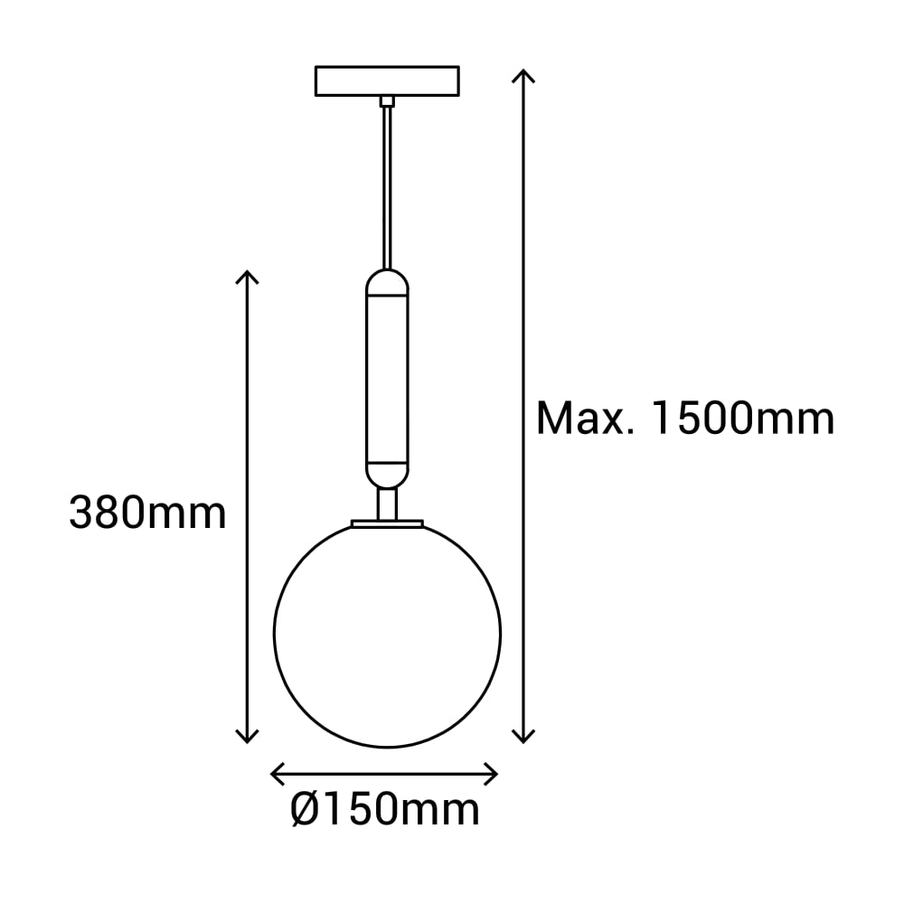 Suspension luminaire sphérique noire et verre opalin ip20 1xg9 — vue 4