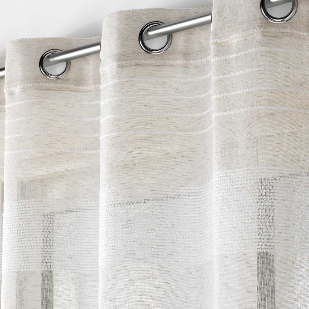 Voilage rayures horizontale s - effet lin polyester blanc 140x240 cm - Maisons du Monde
