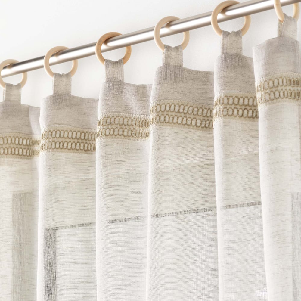 Voilages à œillets bois polyester lin 140x240 cm - Maisons du Monde