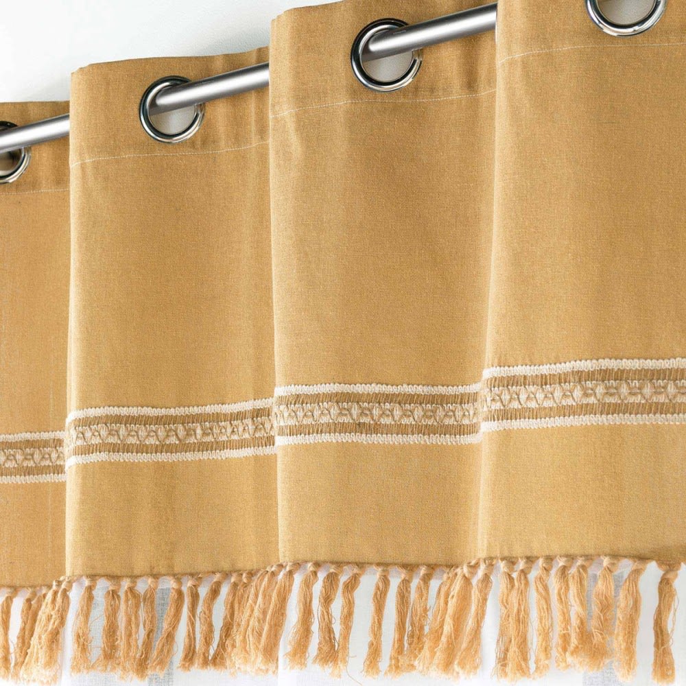 Voilage à œillets en polyester et coton 140x240 cm coloris ocre - Maisons du Monde