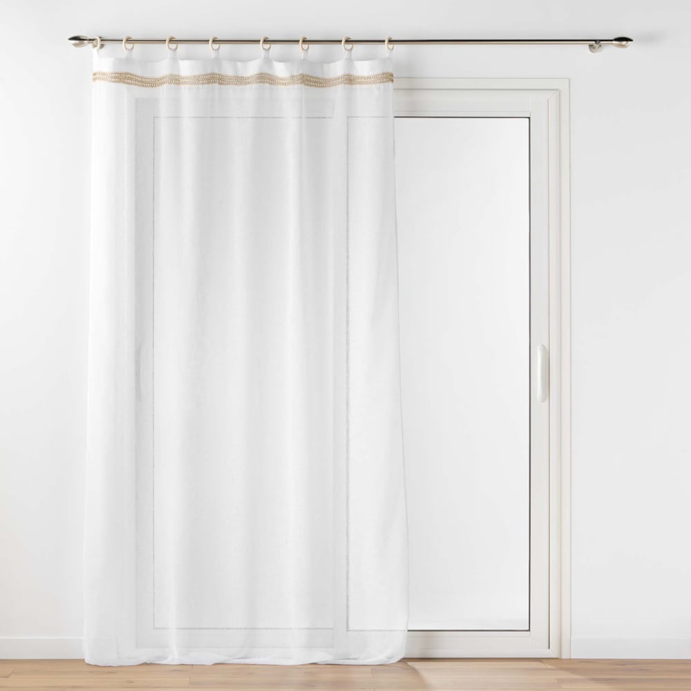 Voilages à œillets bois polyester blanc 140x240 cm Voilages à œillets bois polyester blanc 140x240 cm
