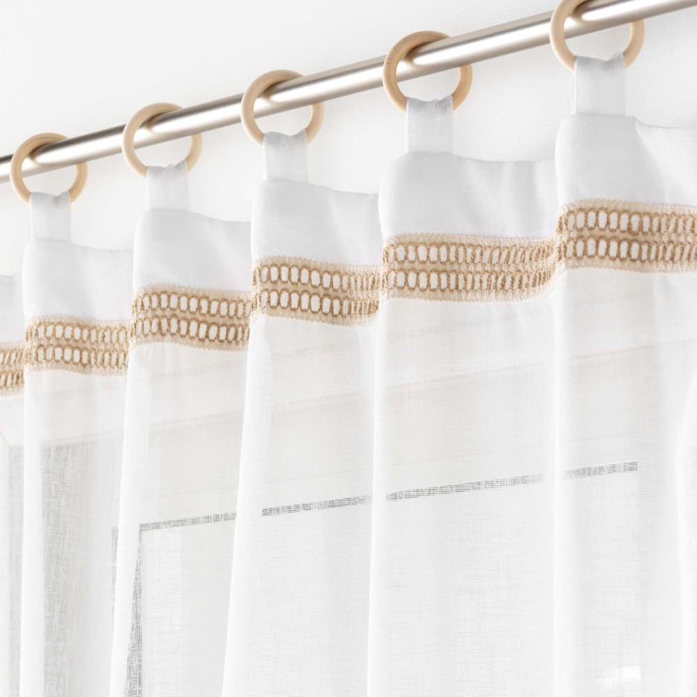 Voilages à œillets bois polyester blanc 140x240 cm - Maisons du Monde