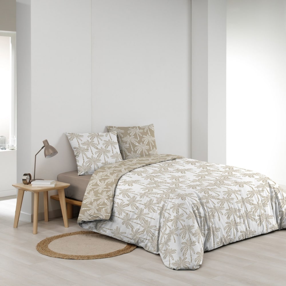 Parure de lit Oliana coton beige 240x220 cm