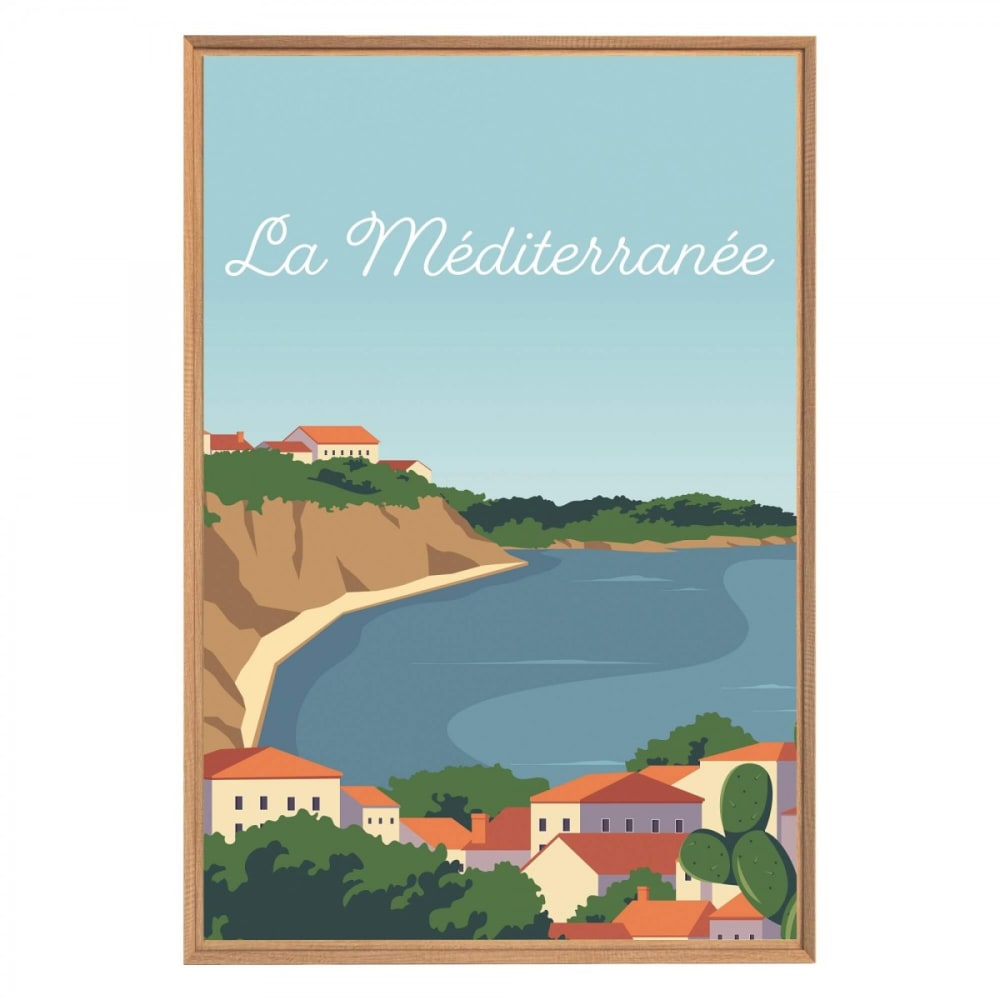 Tableau mural encadré mer méditerrannée 65x97