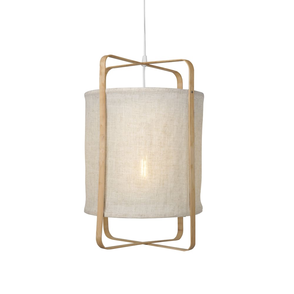 Suspension luminaire textile et bambou ip20 1xe27