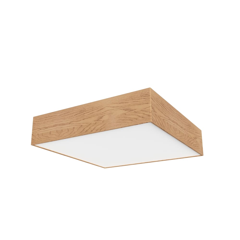 Plafonnier carré couleur chêne mat 12 cm