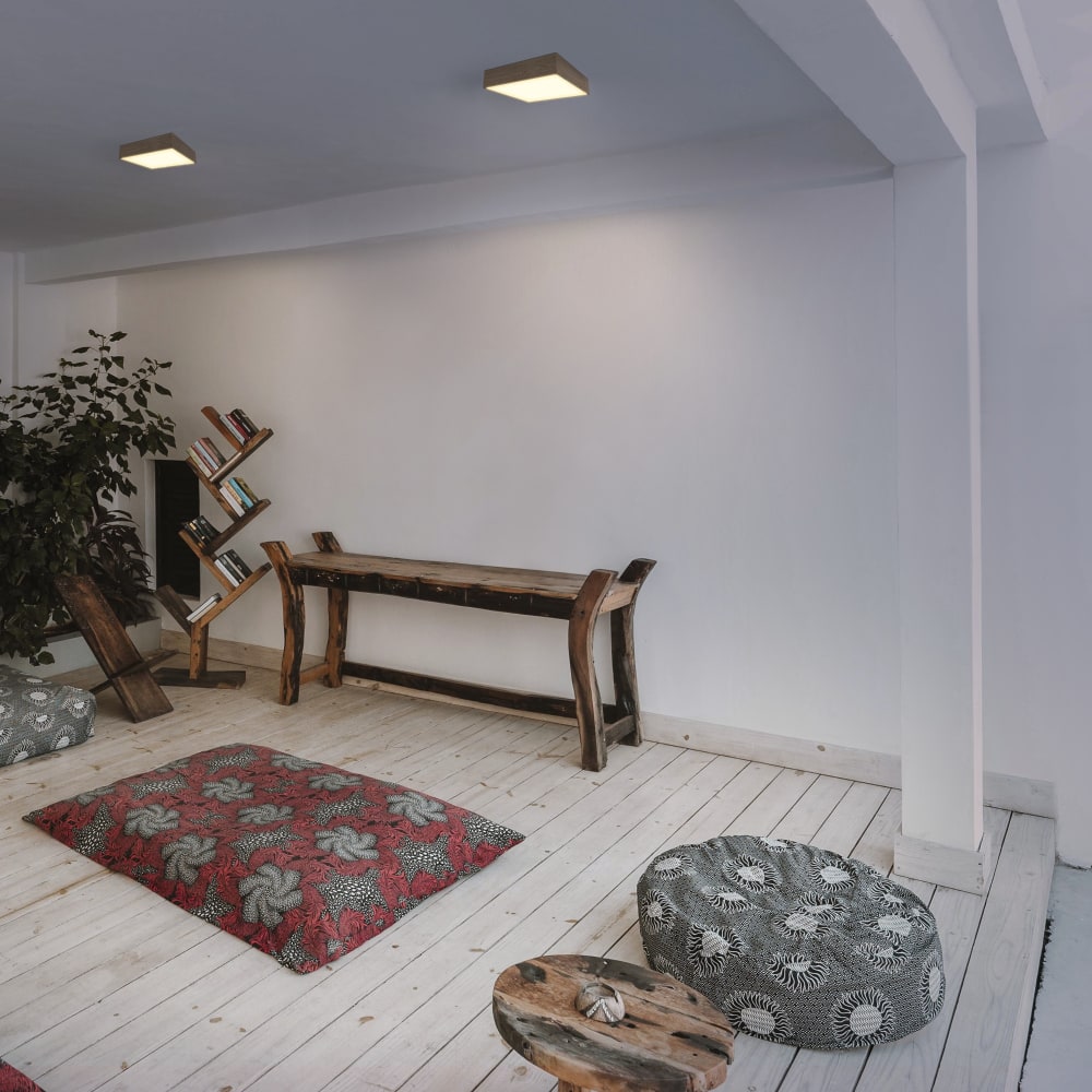 Plafonnier led carré d'extérieur finition bois ip44 12w — vue 3