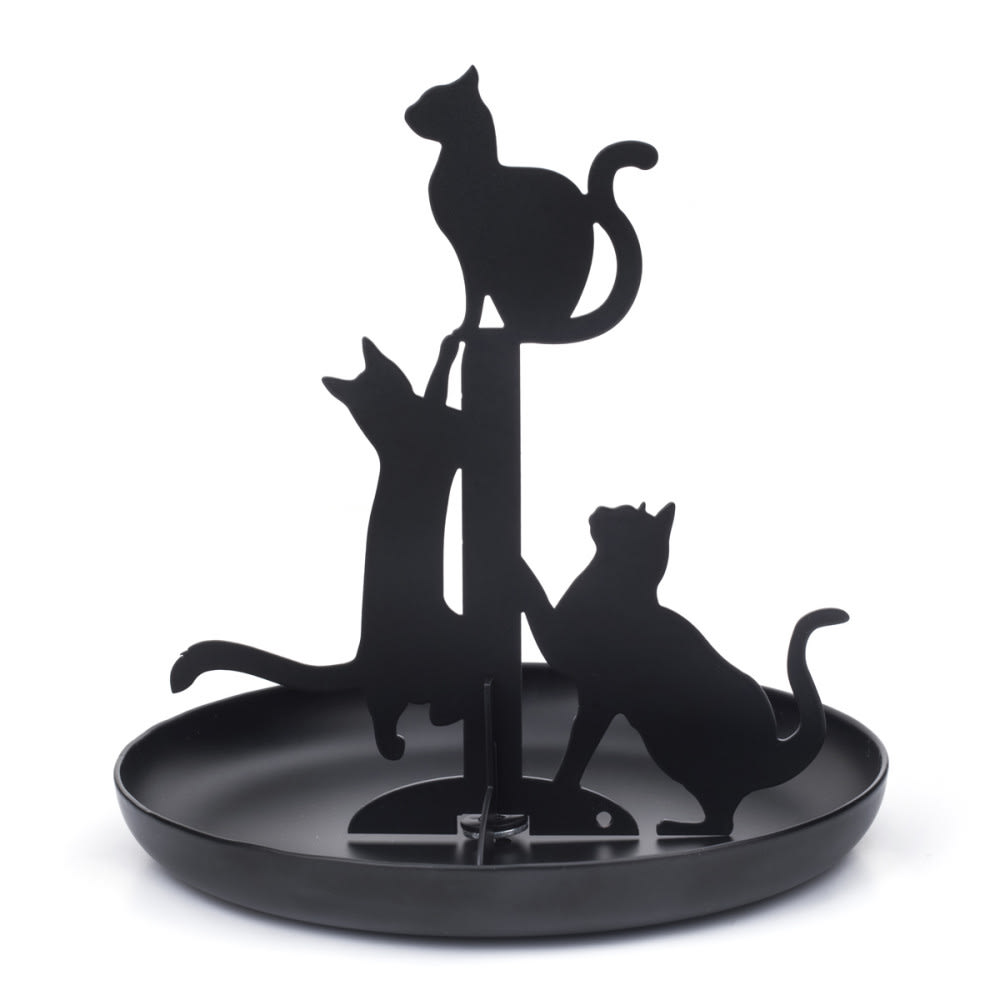 KIKKERLAND Accrochez tous vos bijoux, bagues et bracelets de manière élégante avec cet arbre à bijoux chats noir. Dimensions : h14 x 14 x 14 cm